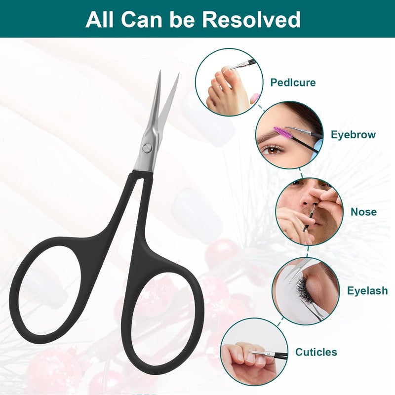 CGBE Manicure Scissors, Extra Fine Eyebrow Scissors for Grooming, Curved Blade Nail Scissors Precise Pointed Tip Grooming Kit for Eyebrow, Eyelash, Trim Nail and Dry Skin, Black - Image 5